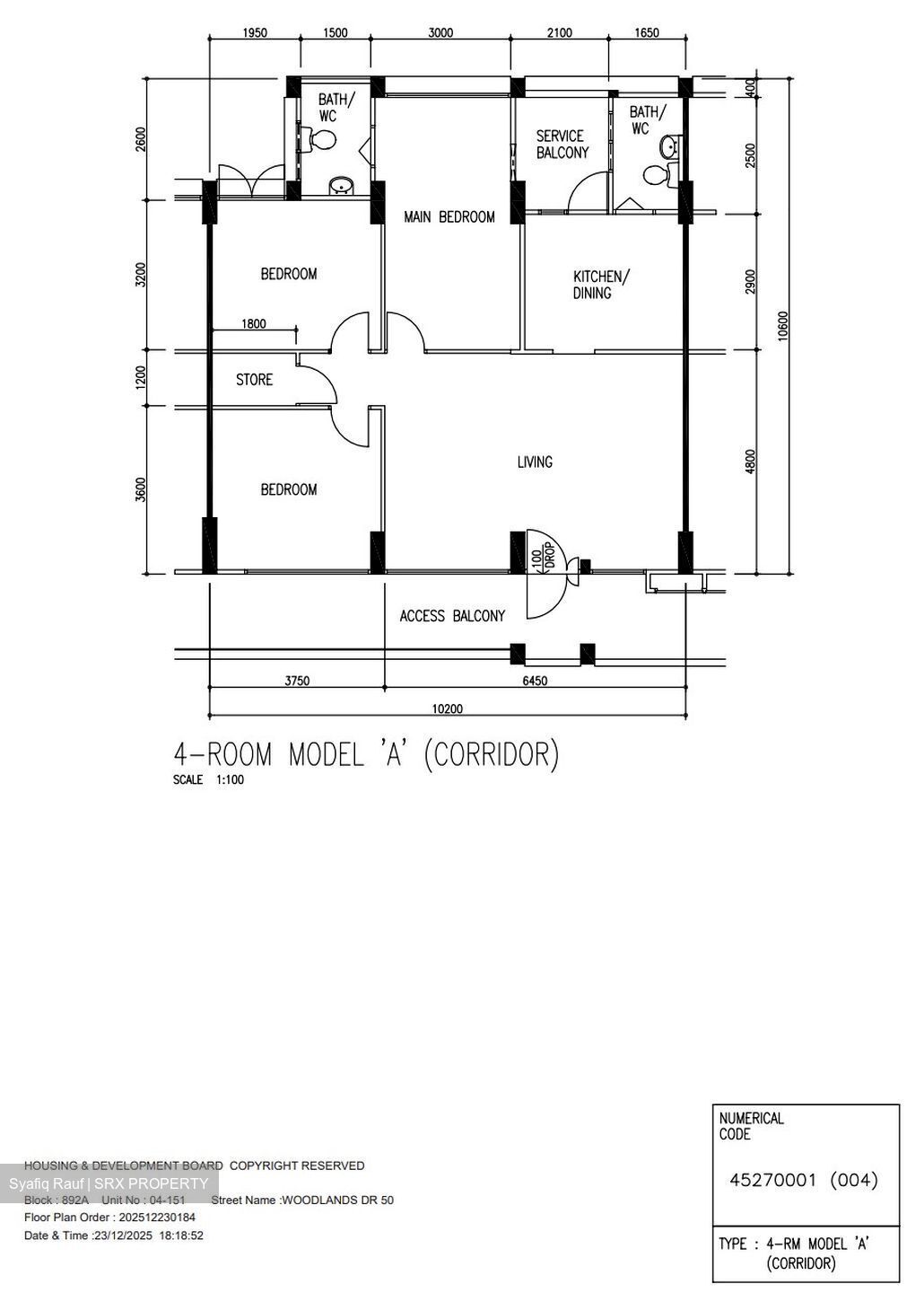 Blk 892A Woodlands Drive 50 (Woodlands), HDB 4 Rooms #513202671